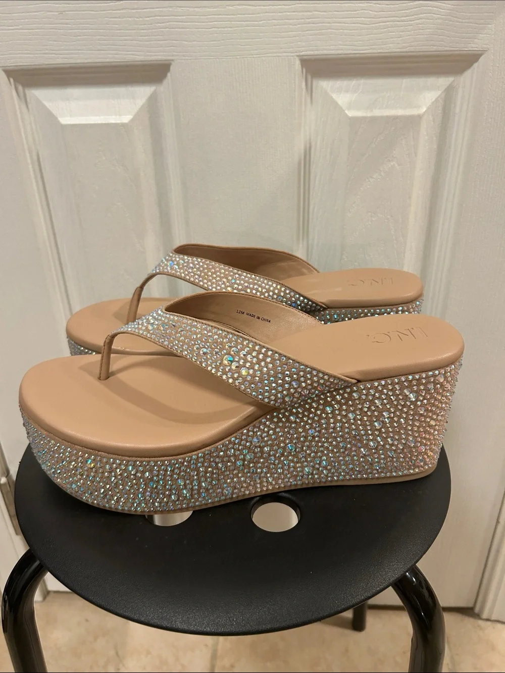 Rhinestone Platform Sandals Size 12
